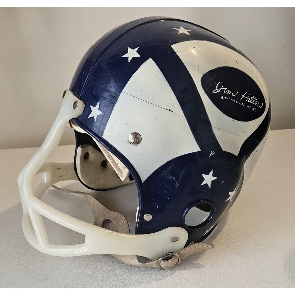 Vintage Franklin Football Helmet Blue Jim Patton autographed model